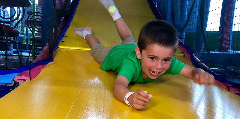 Kids can slide down fun slides at Bonkers